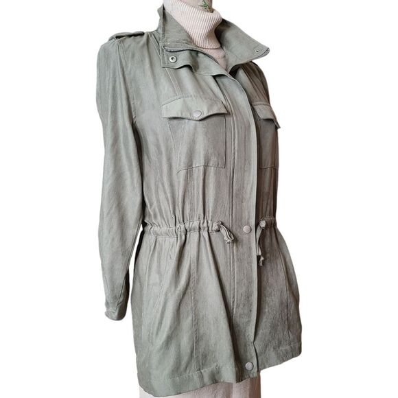 STACCATO Size Small Olive Green Funnel Neck Lightweight Utility Jacket Gorpcore - Picture 4 of 11